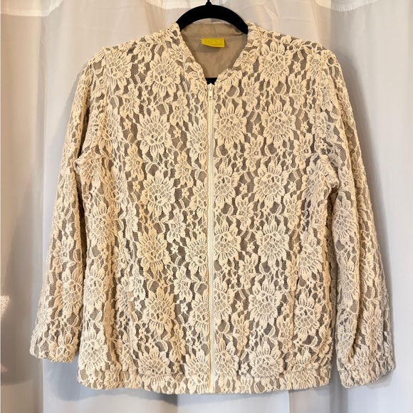 Jackets & Blazers - Ivory / Cream Lace Zip-Front Jacket | Y2K Romantic Boho Festival